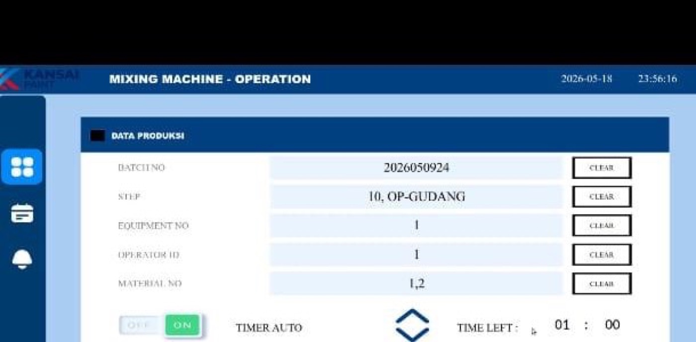 MES (Manufacturing Execution System) – Mesin Mixing untuk PT. Kansai Coatings
